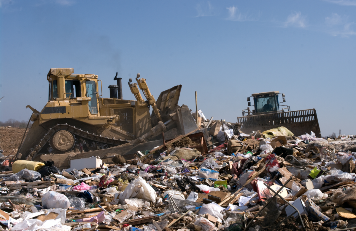 Landfill with plastic which could be diverted to a recycling facility